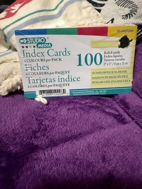 Assorted Color Ruled Index Cards - 100 Count